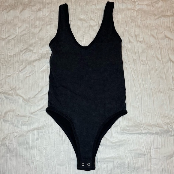 Free People Tops - Intimately Free People Black Faded Acid Wash Bodysuit